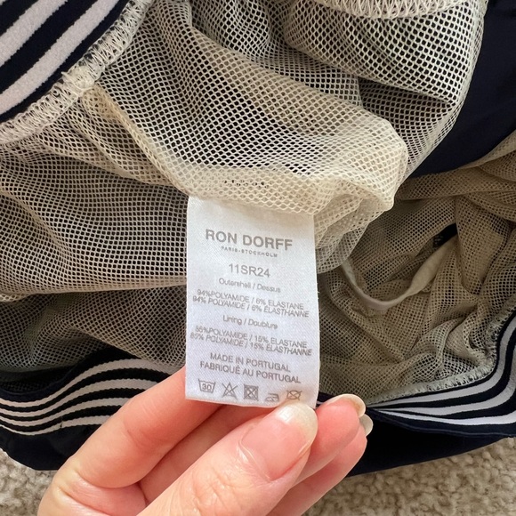 Ron Dorff Navy Blue Men's Swim Shorts with Striped Waistband - Picture 7 of 7